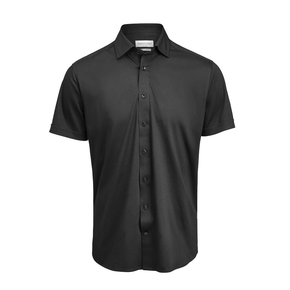 J. Harvest & Frost Indigo Bow 132 S/S Overhemd Regular Fit Heren 2913211 3XL Zwart